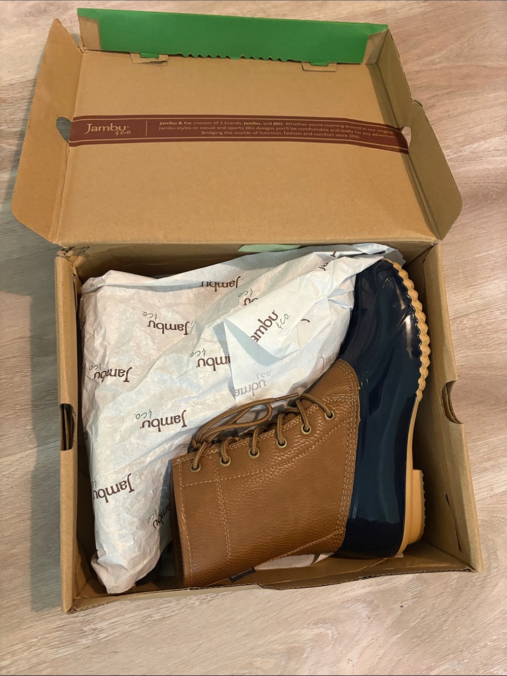 Jambu Brown Leather and Navy Waterproof Lace Boot size 8